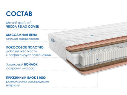 Матрас Димакс Relmas Cocos 3 S1000 уцененный 40